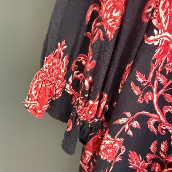 BLANK London (Anthropologie) M EUC V-Neck Blouse - Black and Red Floral- boho - Picture 9 of 14